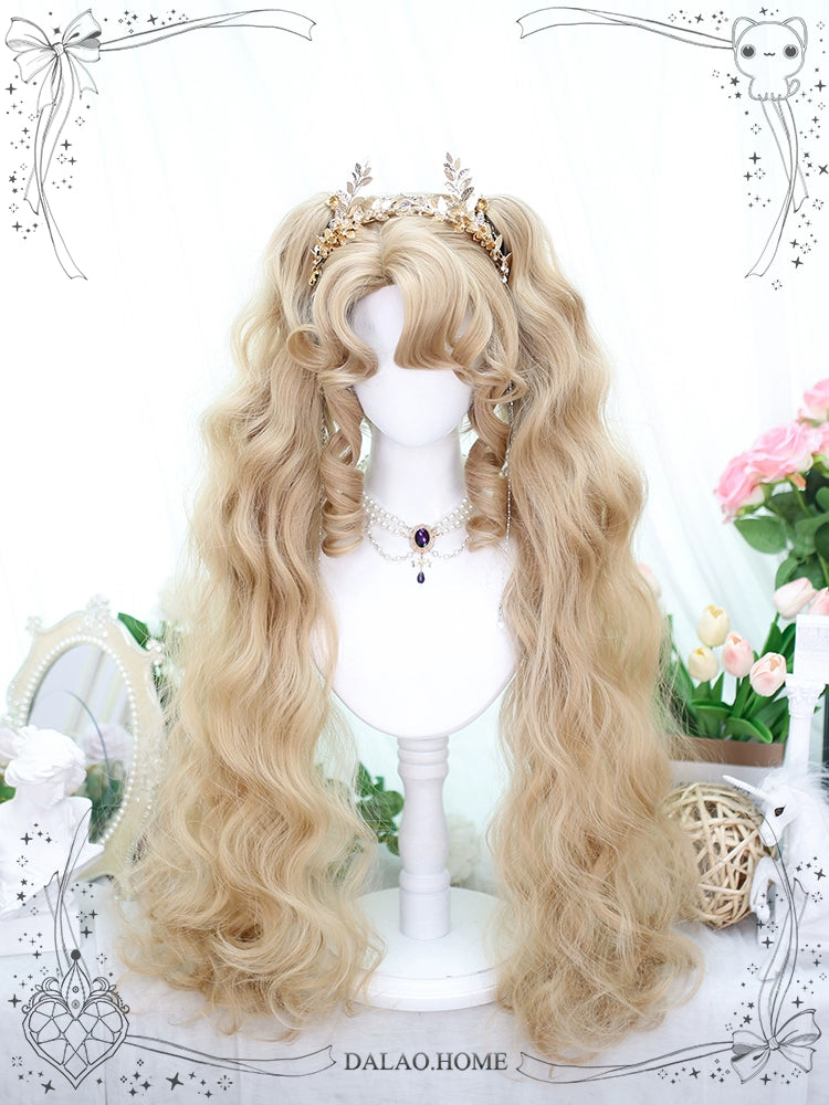 Dalao Home - Lolita Short Curls Hair Oil Painting Style Double Ponytail Wig