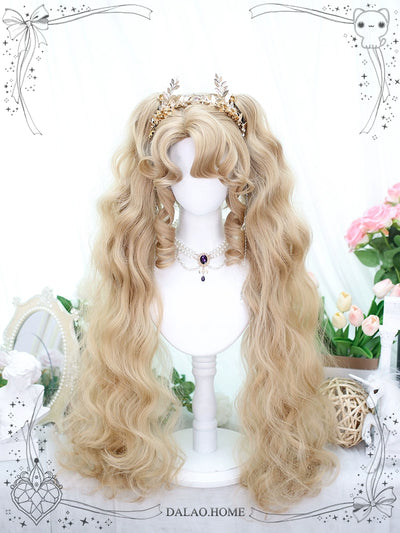 Dalao Home~Lolita Short Curls Hair Oil Painting Style Double Ponytail Wig   