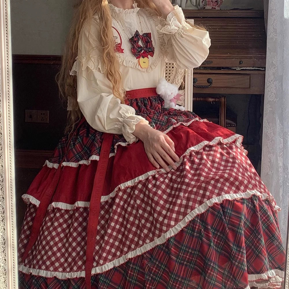 Miss Point - Forest Berry Bunny - Cotton Sweet Lolita Blouse, Detachable Bows 44305:802802