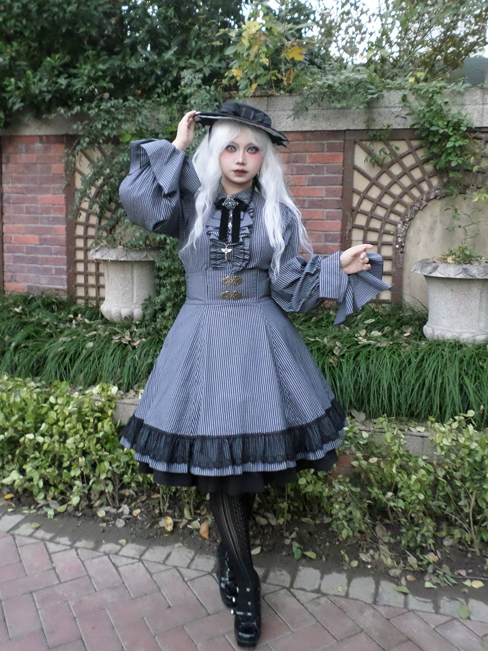 Perint Manor - Gothic Lolita Striped Dress, Tailor-made 44410:808364