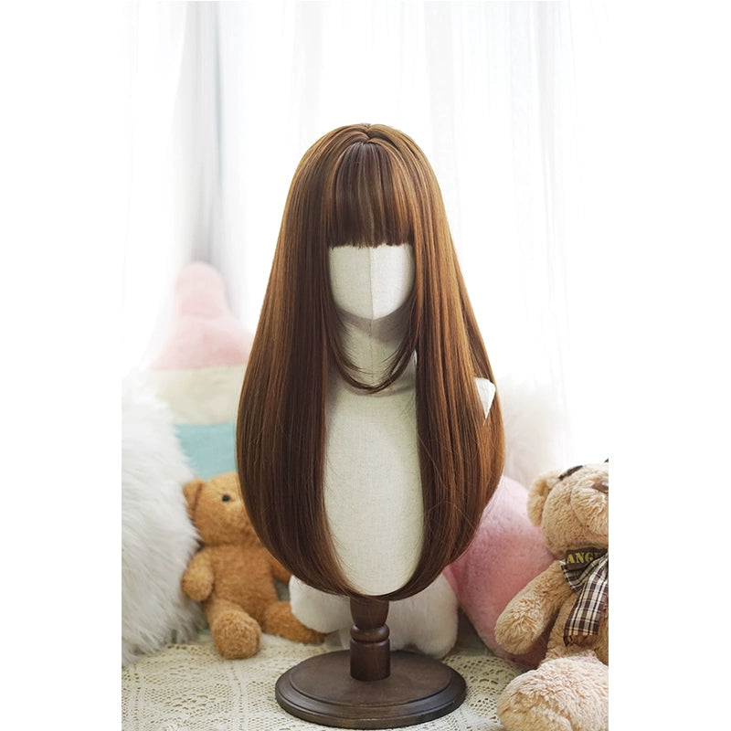 Imperial Tea~Daily Lolita Wig Long Straight Wigs Caramel color  