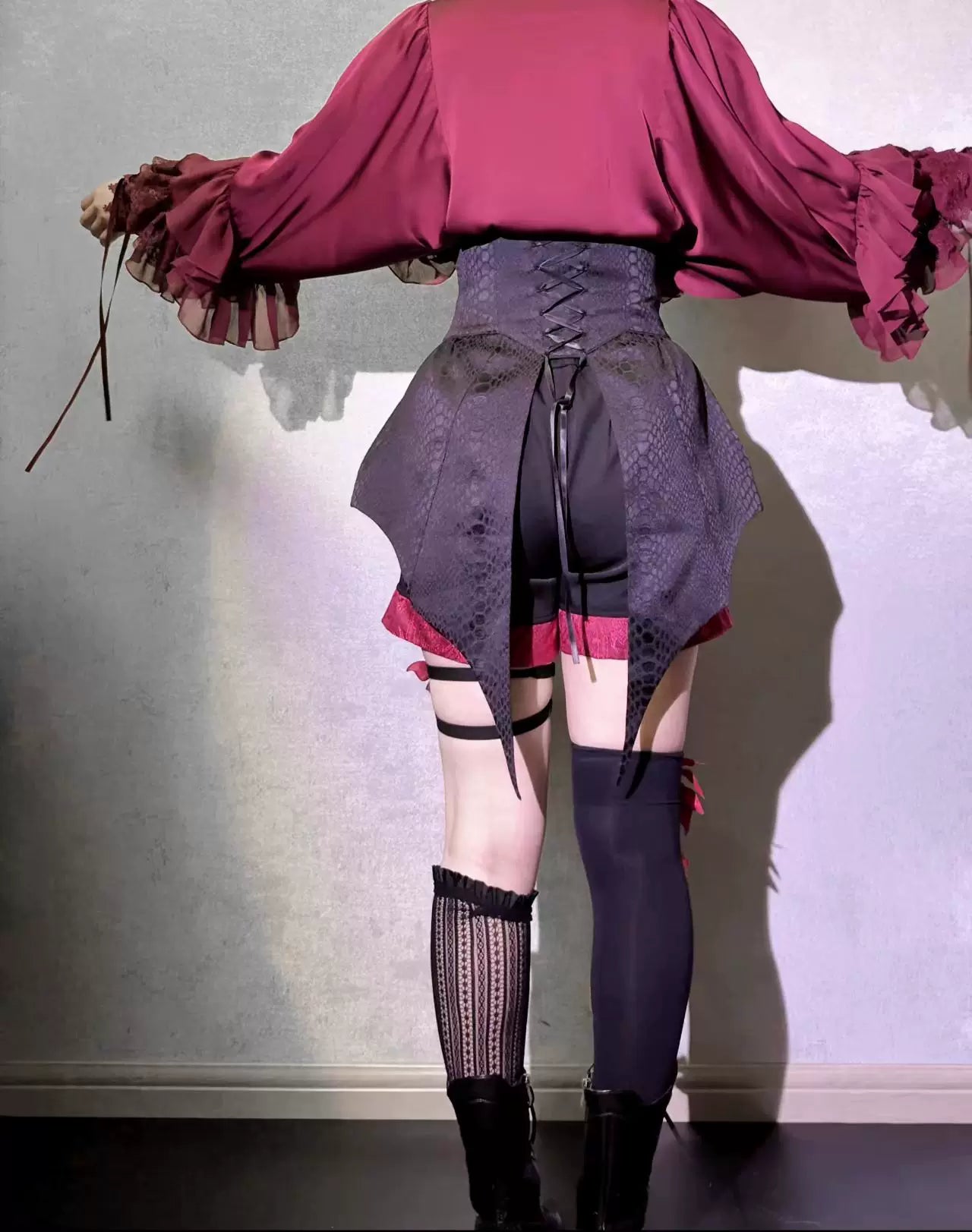 Blue Moon Bone Erosion - Gothic Lolita Waist Cincher, Bat Wing Hem 44453:809585