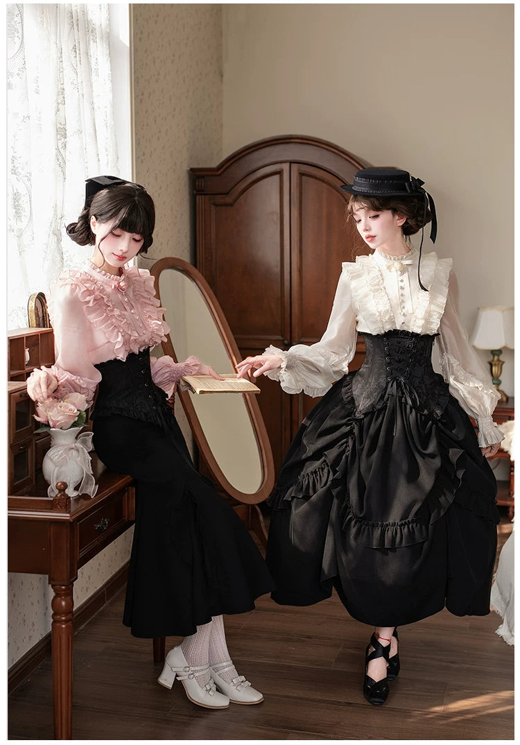 Blake - Boning Gothic Lolita Mermaid Skirt, Lifted-hem SK