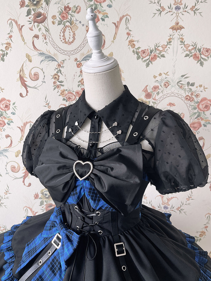 (Buyforme)Alice Girl~Gothic Lolita Blouse Short Sleeve Black Shirt   