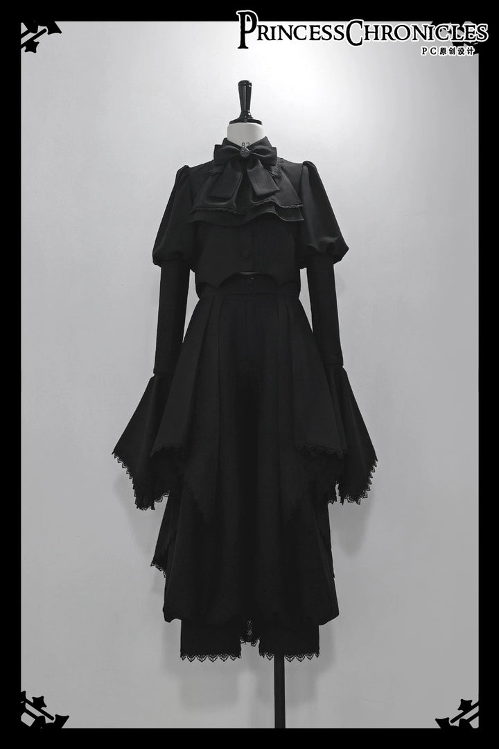 Princess Chronicles~Sorcerer's law~Retro Gothic Lolita Coat Black Ninth Pants 39336:619280