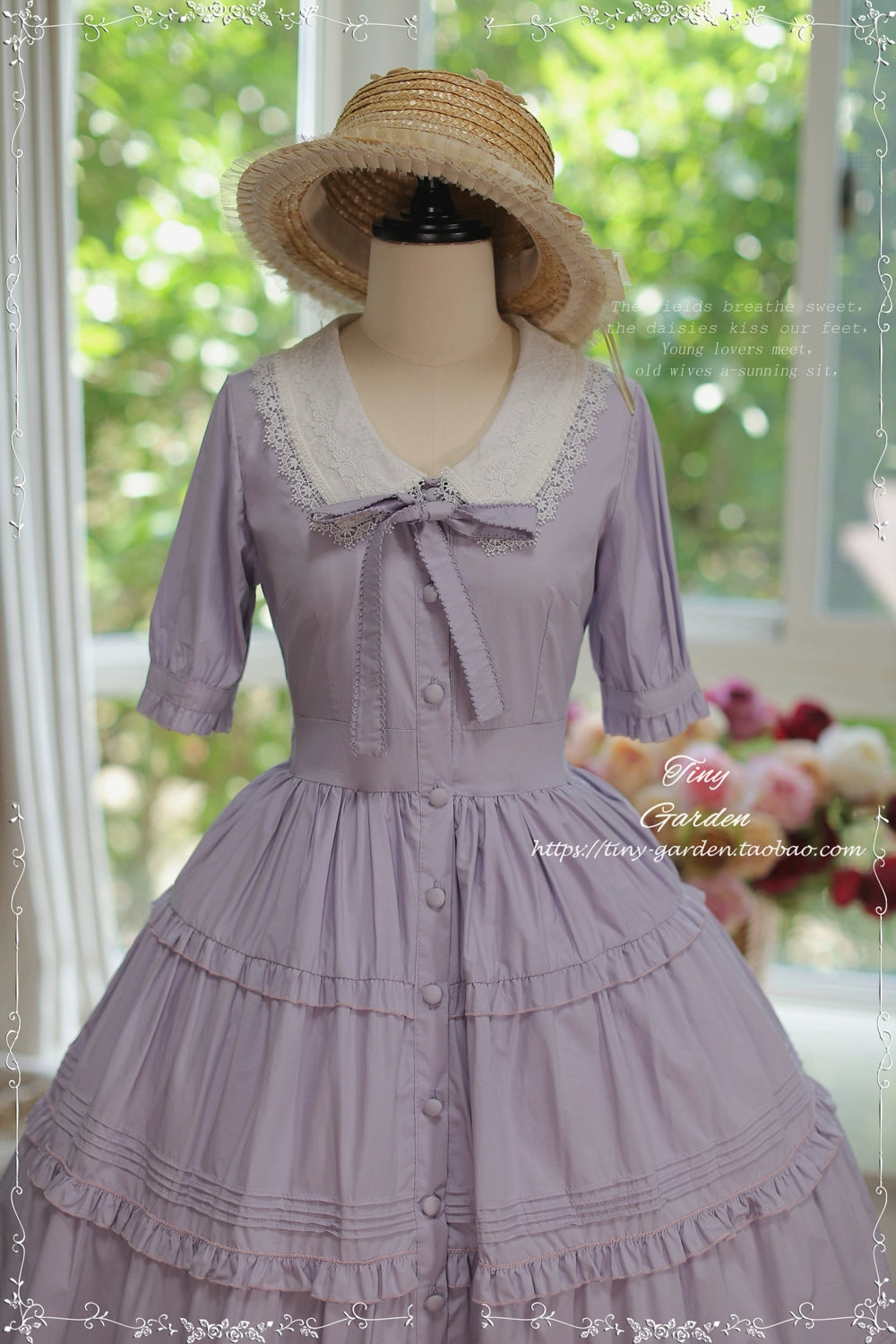 Tiny Garden~Lacey 2.0~Classic Lolita OP Lace Collar Open Front Dress   