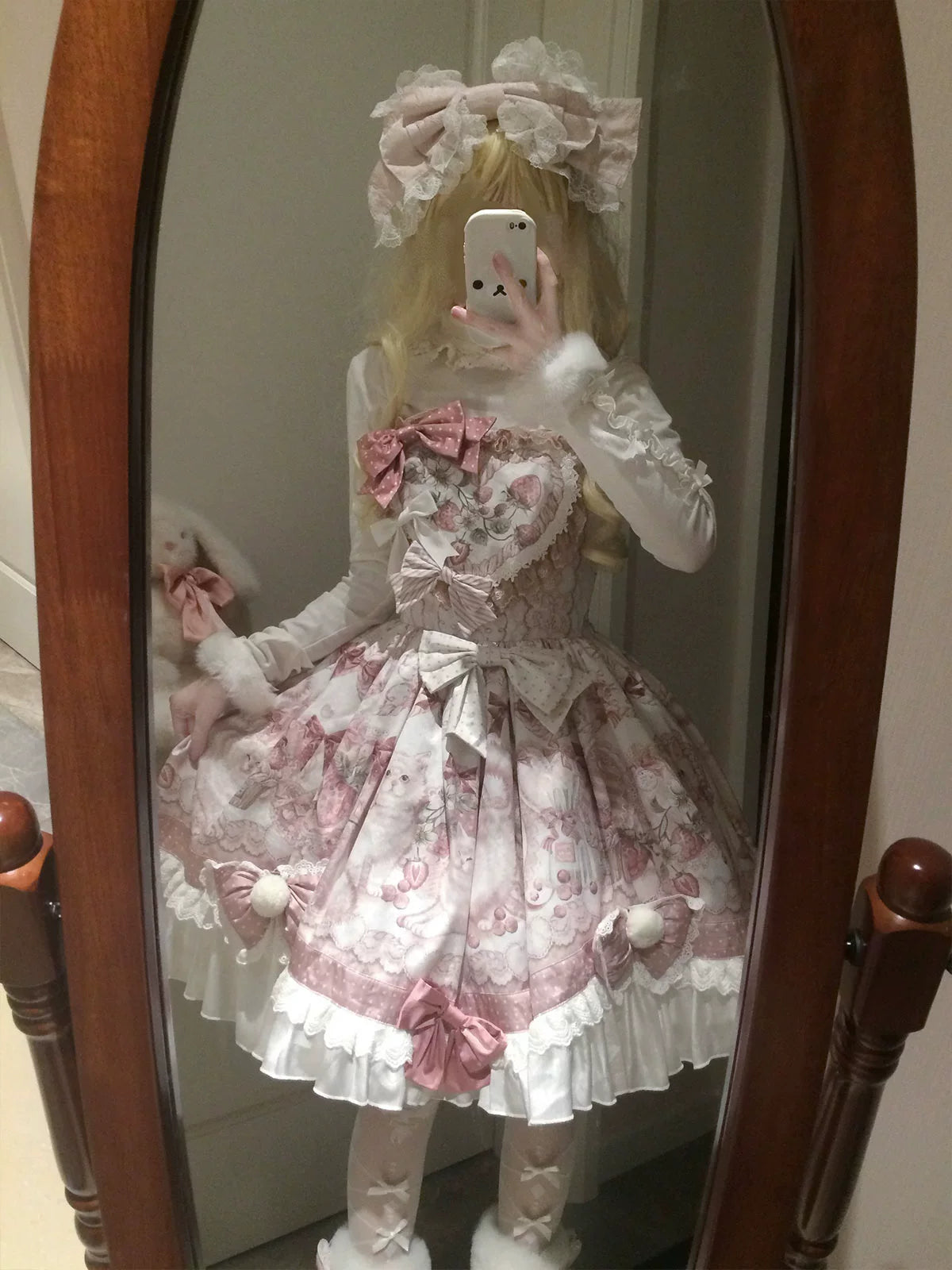 Matutu - Dessert Catlets - Sweet Lolita JSK, Strawberry And Cat Prints