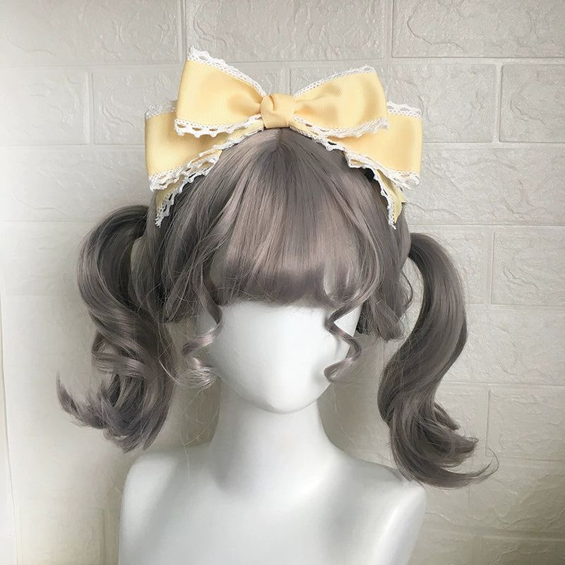 Qingyi Handmade~Sweet Lolita KC Multicolor Bow Lolita Headwear Goose yellow  