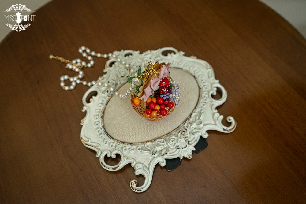 (Buyforme)Miss Point~ Forest Lolita Small Straw Hat Clip KC Accessory big flower basket necklace