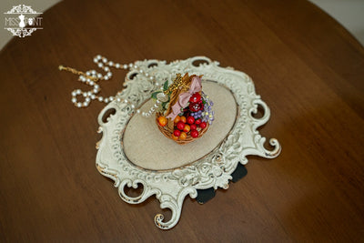 (Buyforme)Miss Point~ Forest Lolita Small Straw Hat Clip KC Accessory big flower basket necklace  