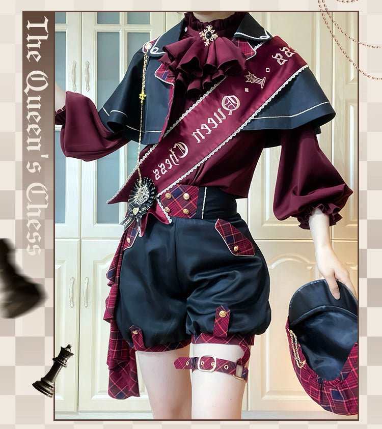 (BFM)Forest Fluorescent Carps~Queen's Chess~Ouji Lolita Prince Outfit Lolita Cape Shirt Shorts Set   