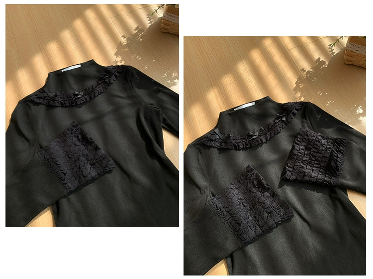 With PUJI - Snowfall - Winter Lolita Sweater Long Sleeve Knitted Innerwear 40528:670974
