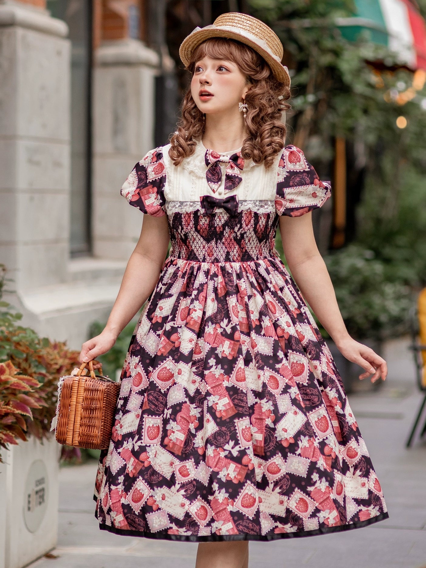 Strawberry Witch - Kawaii Lolita OP Dress, Strawberry Print 43836:786709
