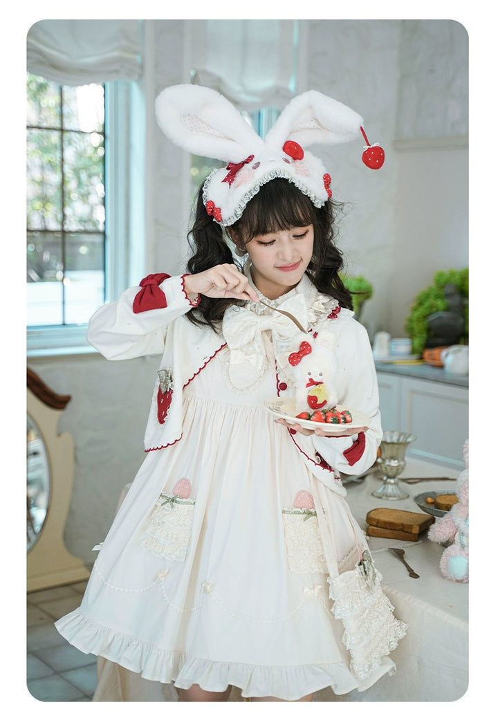 Summer Fairy~Strawberry Angel~Sweet Lolita JSK Suit Tiered Ruffle Dress Set