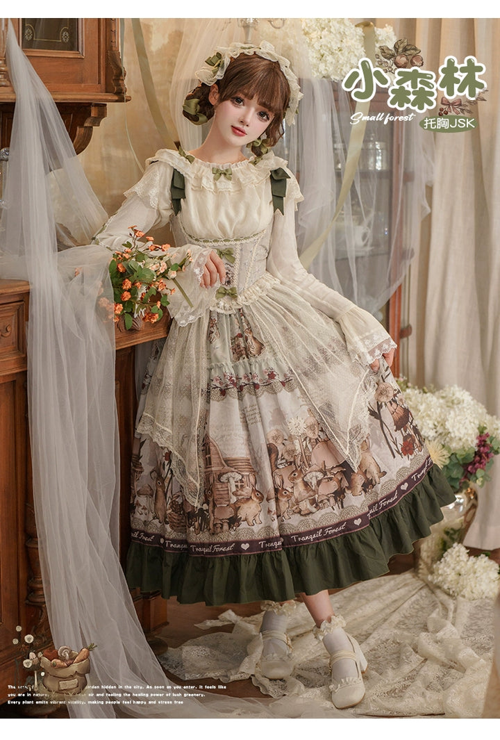 Spireme Cat~Small Forest~Classic Lolita JSK Dress Chest Support Printing Dress   