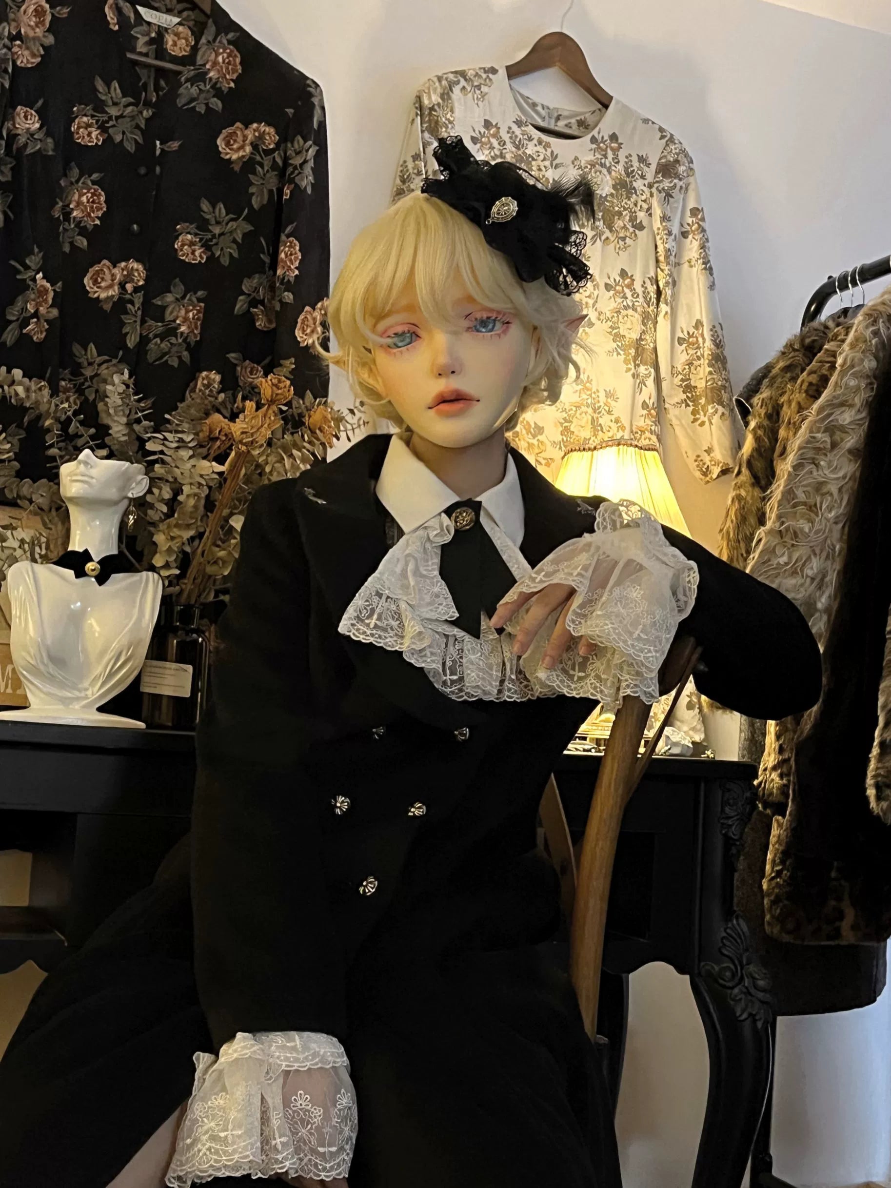 Nightingale Girl - Downfall Dawn - Gothic Lolita Black Double-Breasted Coat 43930:789783