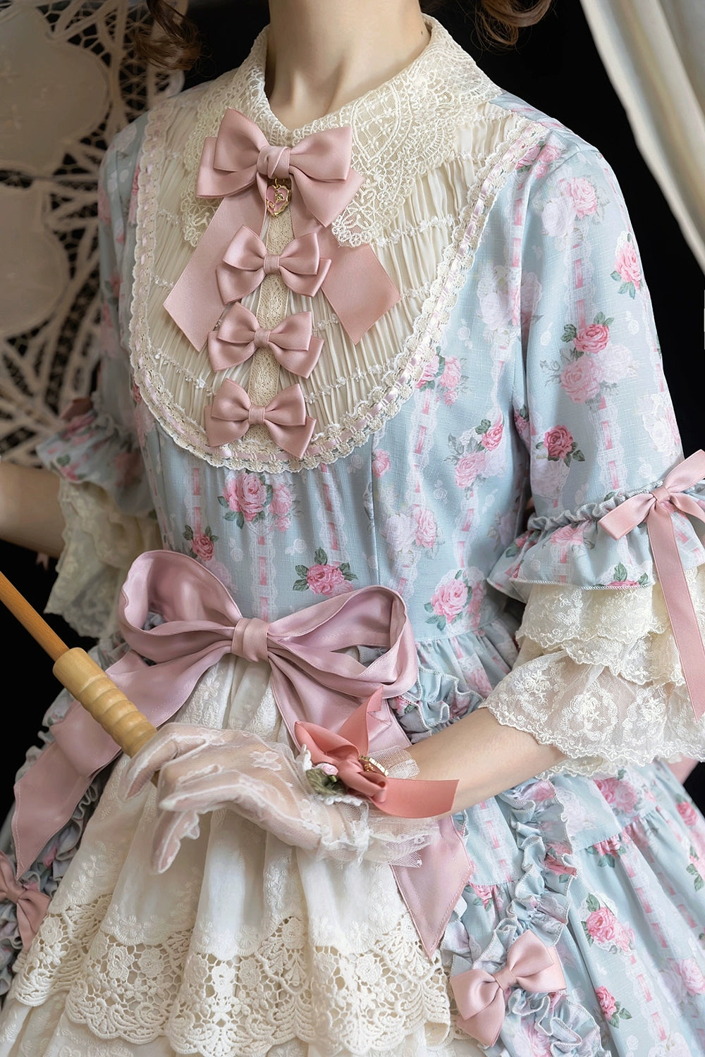 Miss Point~Lilyka Garden~Classic Lolita OP Dress Elegant Floral Wall Princess Sleeve