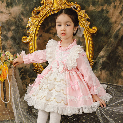 ZIIVAXXY Lolita~Pink Kid Lolita Dress Spanish Style Puffy OP   