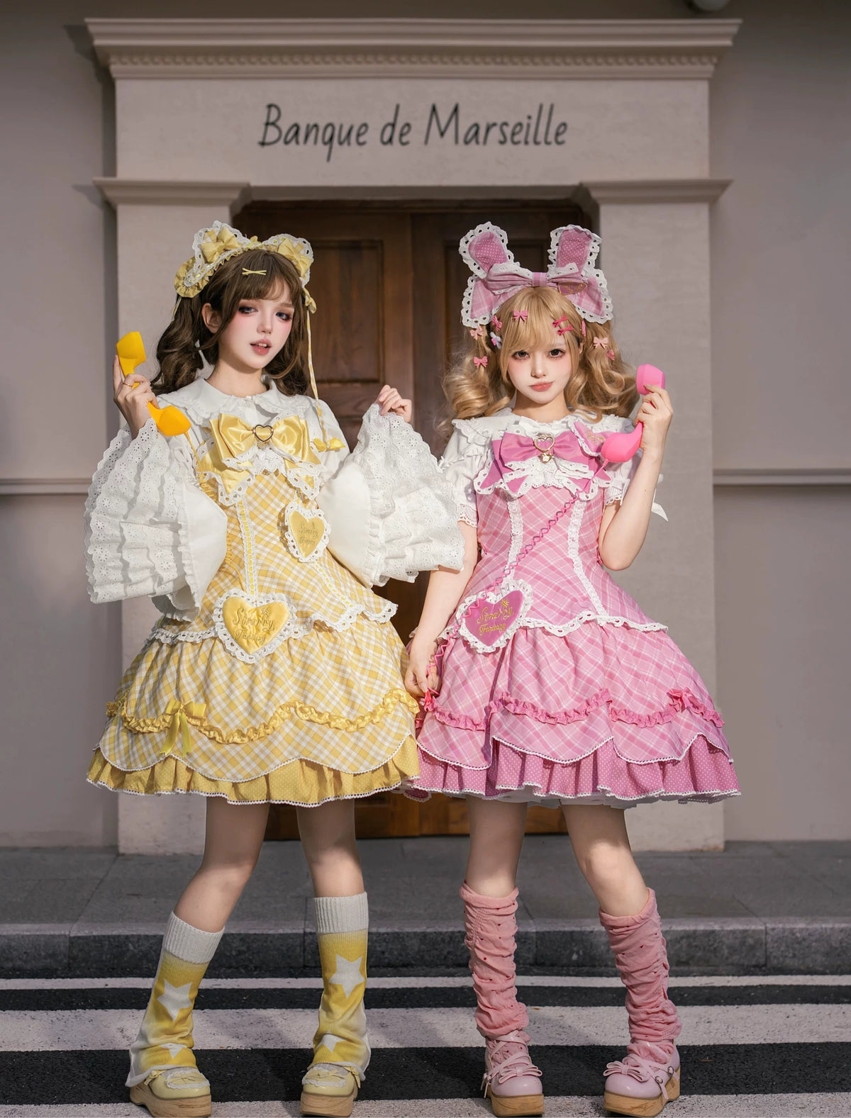 Plus Size Sweet Lolita Plaid OP & JSK Dress