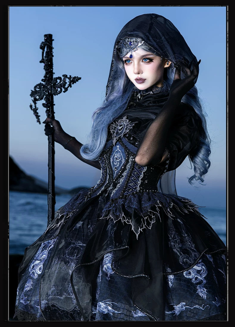 Bone Dragon - Gothic Lolita Corset JSK Dress Set with Embroidery 45654:856805