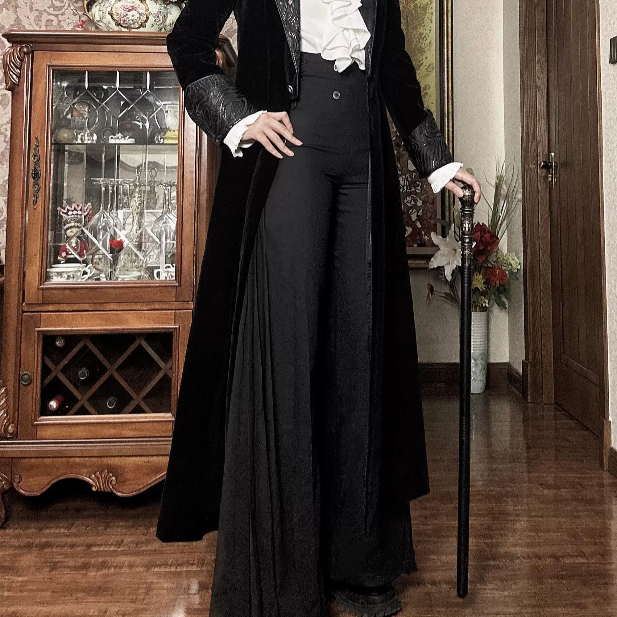 Galaxy Key - Knight's Paradox - Ouji Lolita Prince Pants Suit Gothic Lolita Long Coat Extended-length pants Only XS