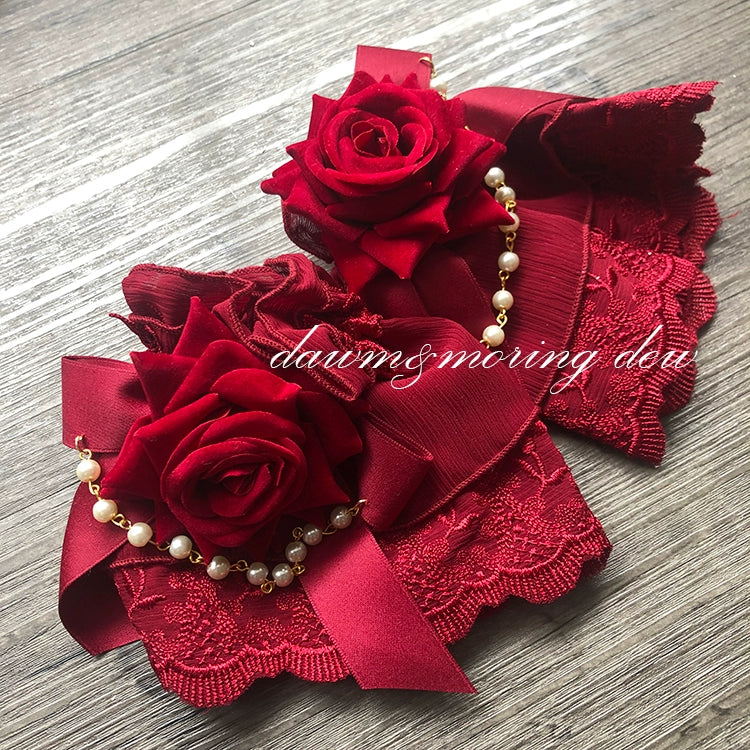 Dawn And Morning~Rozen Maiden Accessories Lolita BNT Choker Cuffs cuffs rose red 