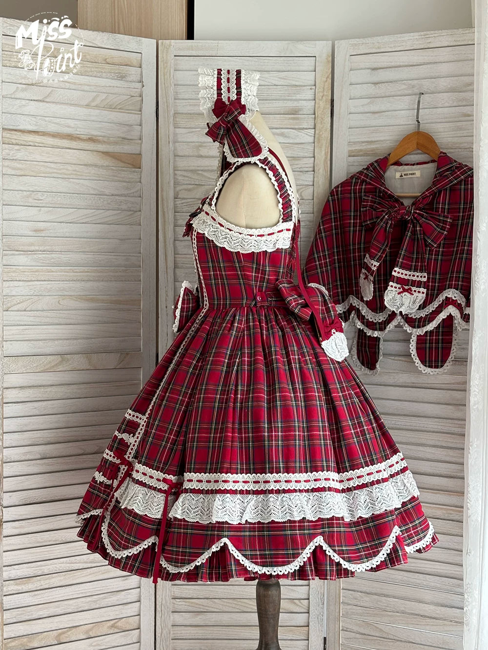 Plaid Petal Bunny - Old School Lolita Plaid JSK Dress, Side Pockets 44674:818437
