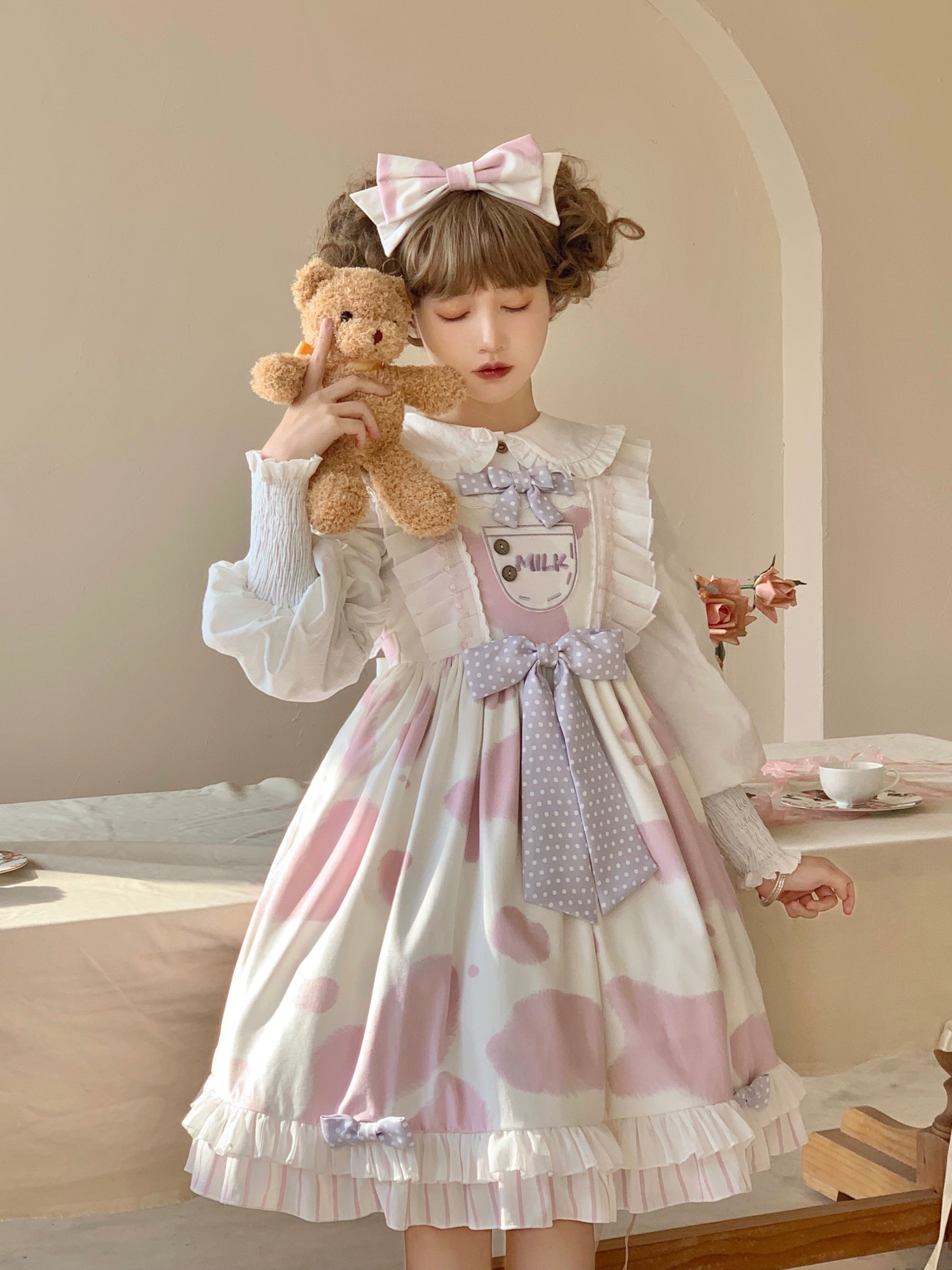 Polaris Lolita - Milky Dango - Cow Spot Kawaii Lolita JSK, Side Pockets 44304:803814