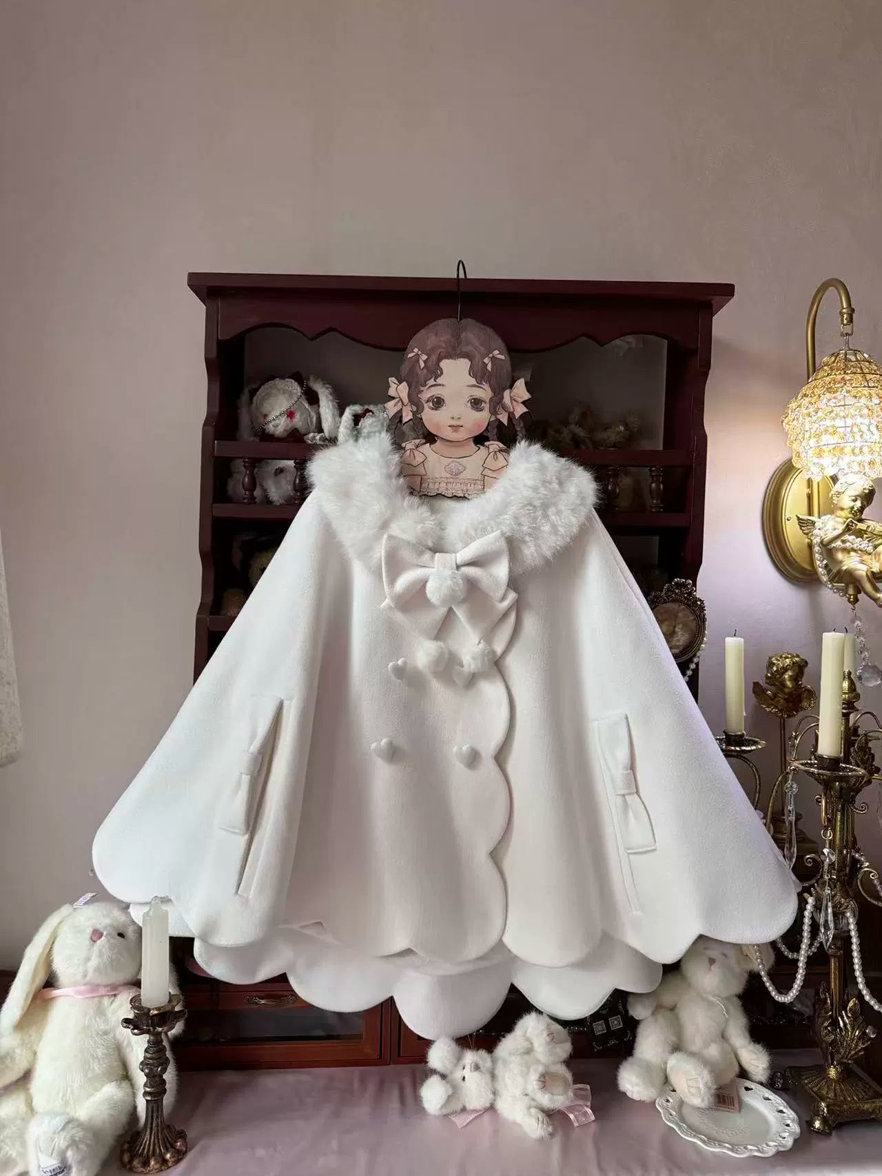 Jiuniangtutao - Sweet Wine Bunny - Scalloped Sweet Lolita Cape, Bunny Ears 44358:805306