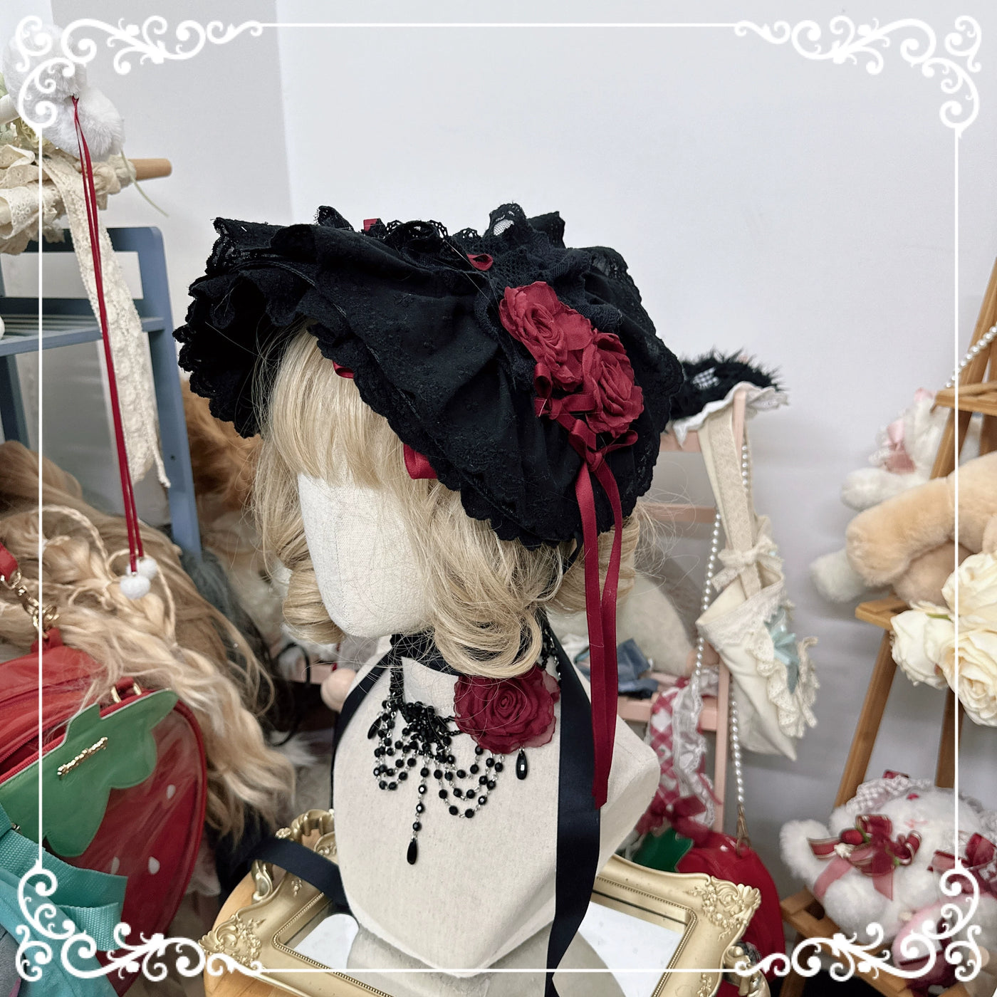 Chestnut Lolita~Gothic Lolita Bonnet Pure Cotton Hat   