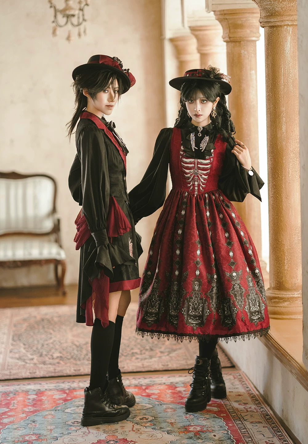 Moonnight Return - Gothic Lolita JSK Dress, Skeleton & Cross Print 44638:816235