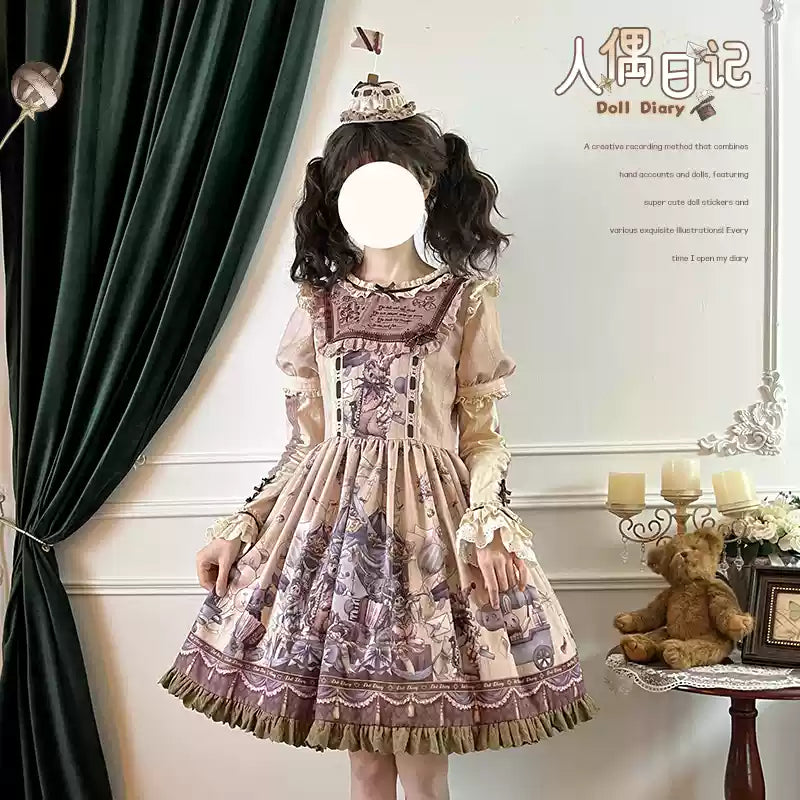 Spireme Cat~Doll Diary~Kawaii Lolita Dress Suit Doll-like Dress OP with detachable sleeves S