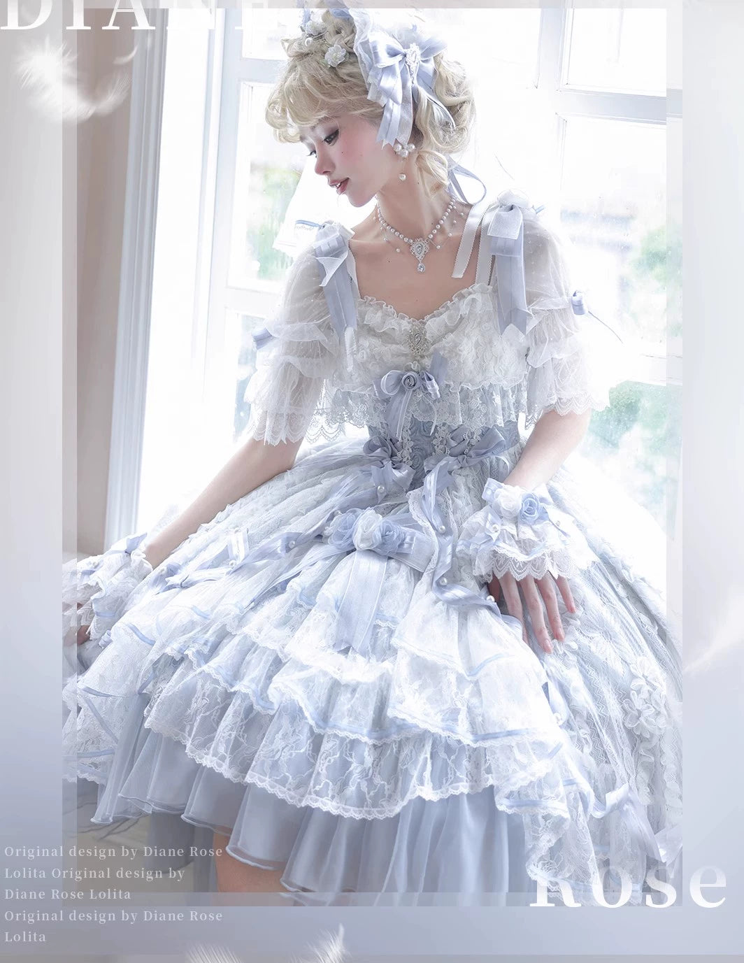 MieYe - Diana Rose - Bridal Lolita Dress Short Wedding OP with Accessories 41638:708652