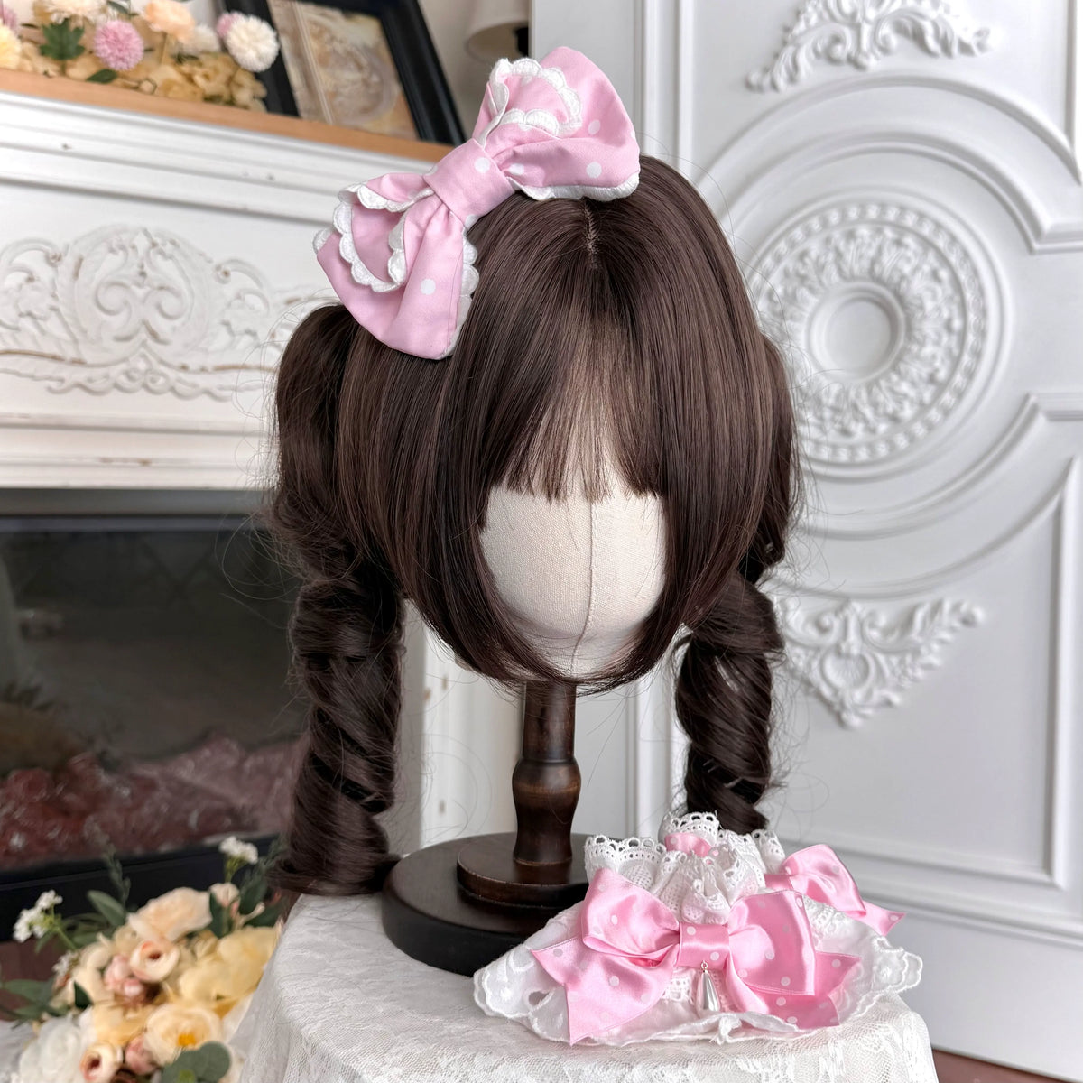 Perfume Kitty - Cotton Old School Lolita OP Dress, Perfume Print & Cat Patch 46037:873510