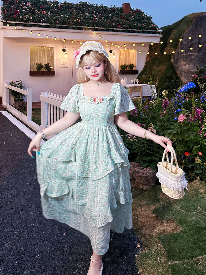 Yingtang~Dreamy Alice~Plus Size Lolita Dress Vintage Mint Green Dress mint green dress XL 