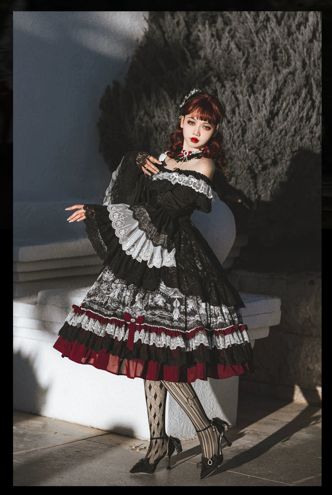 Alice in Wonderland~Undead Rider~Gothic Lolita OP Dress Winter Princess Sleeve Dress   