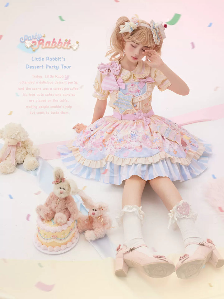 Mewroco~Party Bunny~Sweet Lolita Salopette Cute Daily Lolita Dress