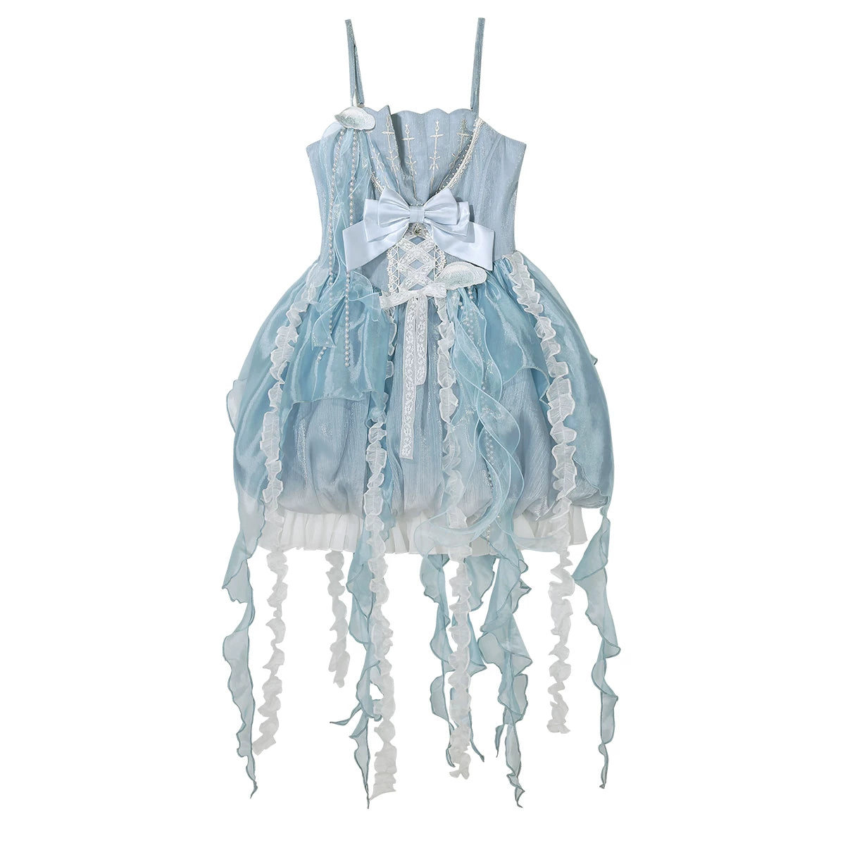 Dreaming Jellyfish - Sweet Lolita JSK Dress, Shell-shaped Neckline and Bubble Hem 45834:864396