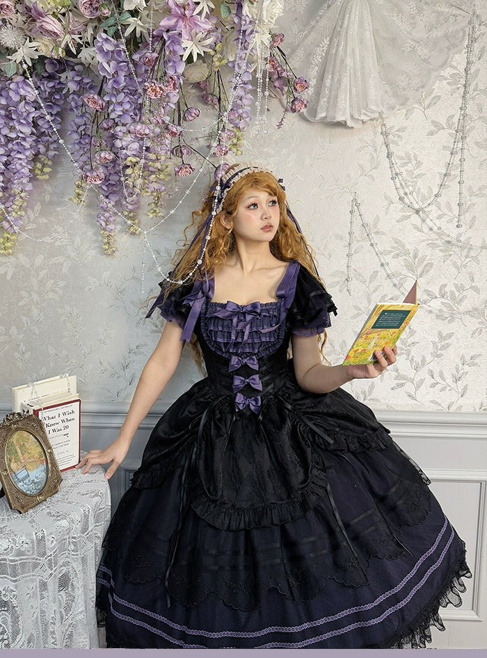 Alice girl~Yesterday Morning Mist~Classic Lolita OP Bust-supporting Tiered Ruffles Lolita Dress