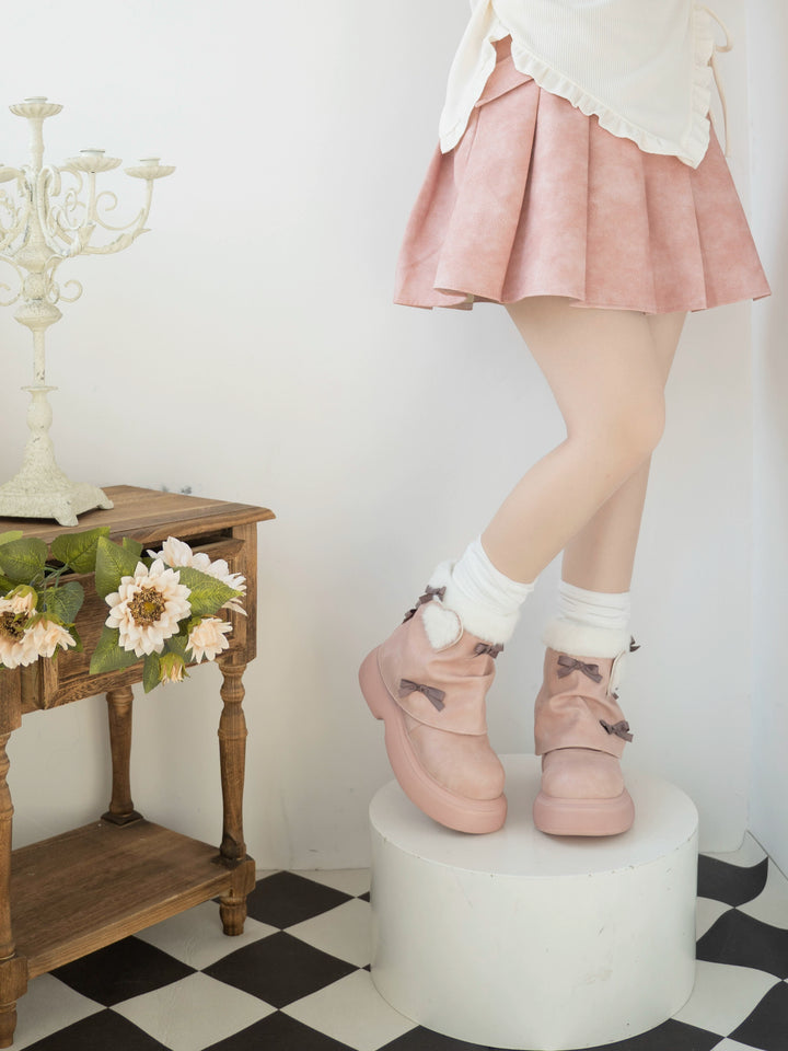 Dolly Doll~Ponyo~Winter Casual Lolita Boots Bow Thick Sole Shoes   