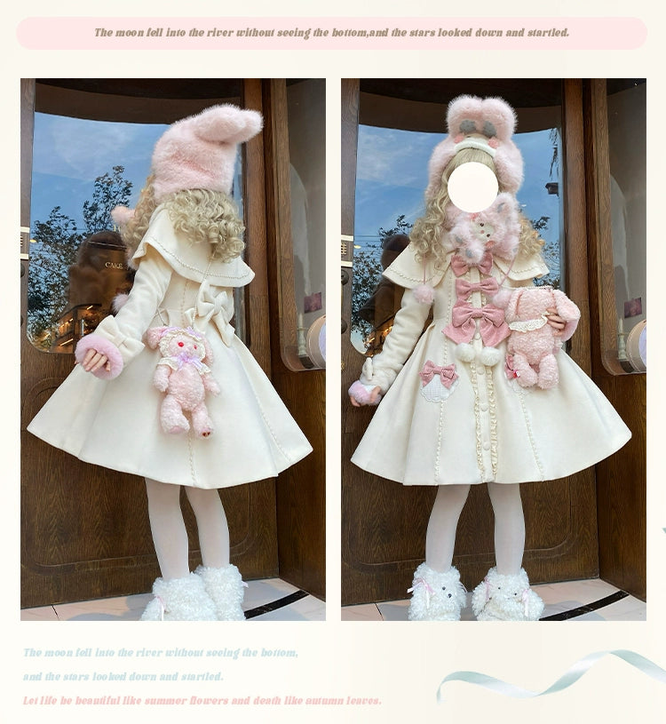 Sakurahime~Sweet Cookie~Sweet Lolita Coat Detachable Cape Pastel Outwear   