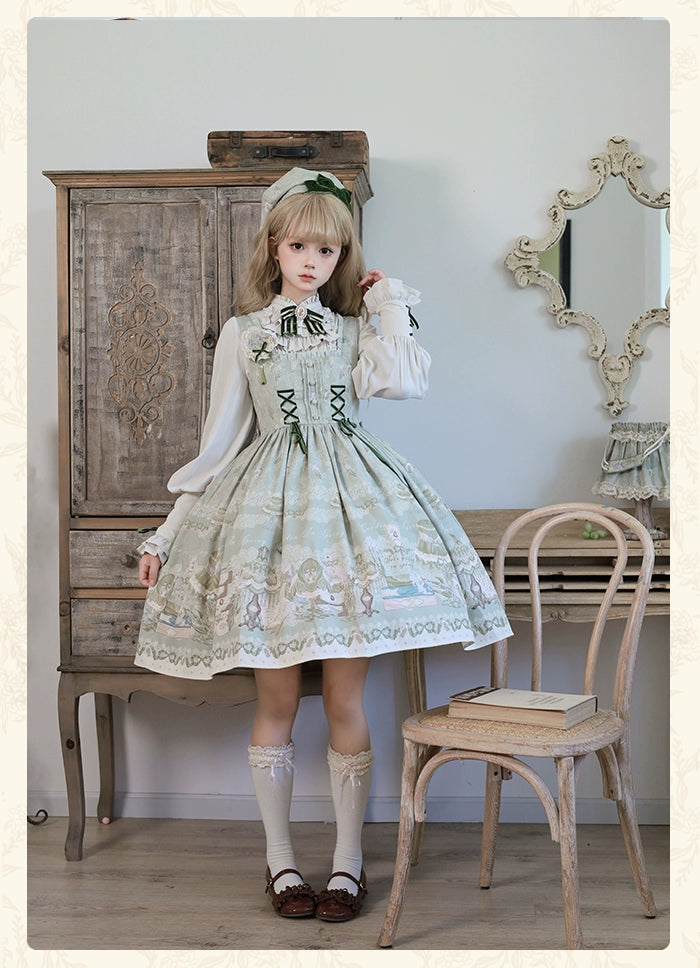 Alice Girl~Iris Study Room~Elegant Lolita JSK Classic Lolita Dress With Square Neck   