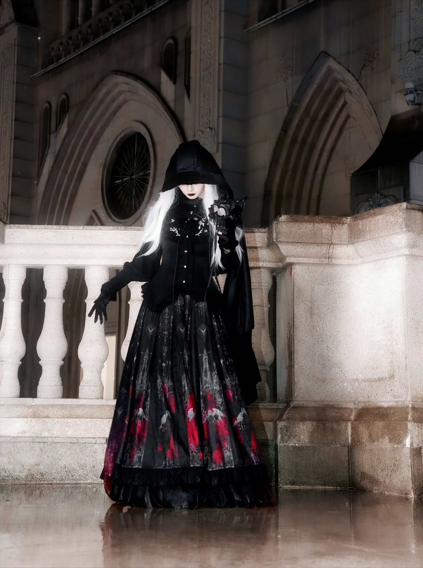 Luoluan Lolita - Fallen Angel - Printed Gothic Lolita Skirt Outfit