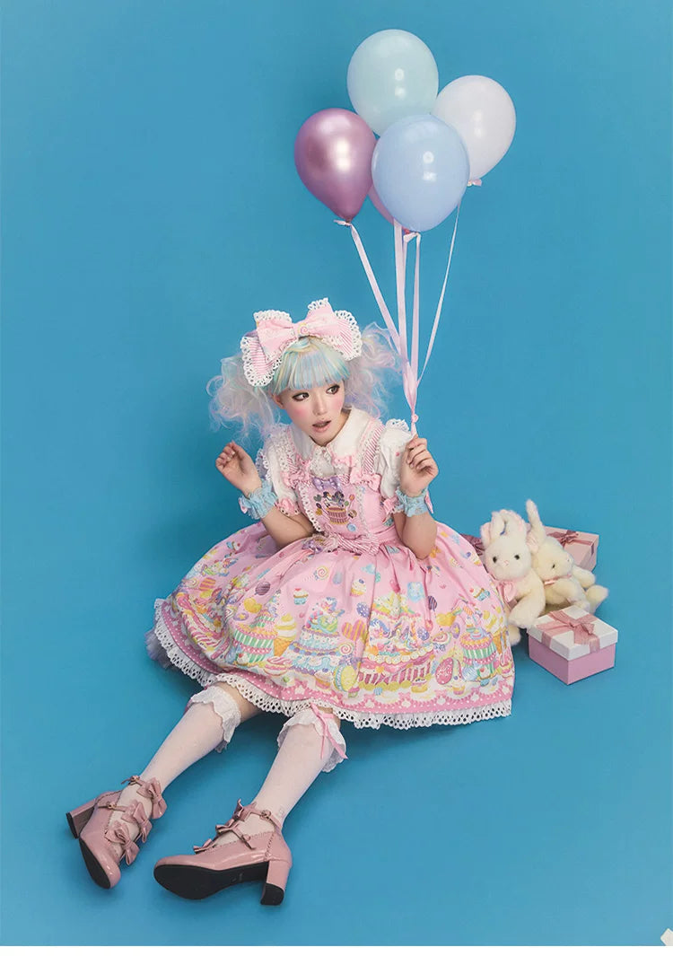 Sweet Dessert Land - Kawaii Lolita OP & JSK Dress Suit, Cake Print 44542:811602