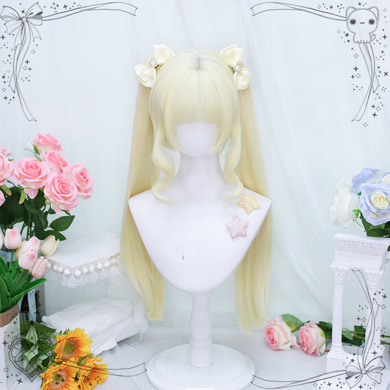 Dalao Home - Princess Lolita Ponytail Long Straight Blonde Wig White gold