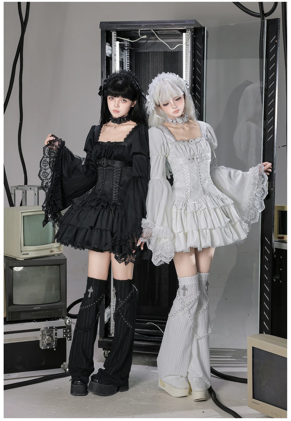White Night Feather - Gothic Lolita OP Dress & Leg Warmers Set, Angel Cross Theme 46055:874031