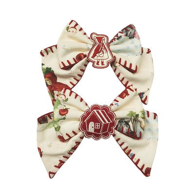 (Buyforme)Summer Fairy~Red Riding Hood Series Accessories Flower Hairband Bnt Brooch Socks Pre-order Free size side hairclips (1 pair) - ivory color