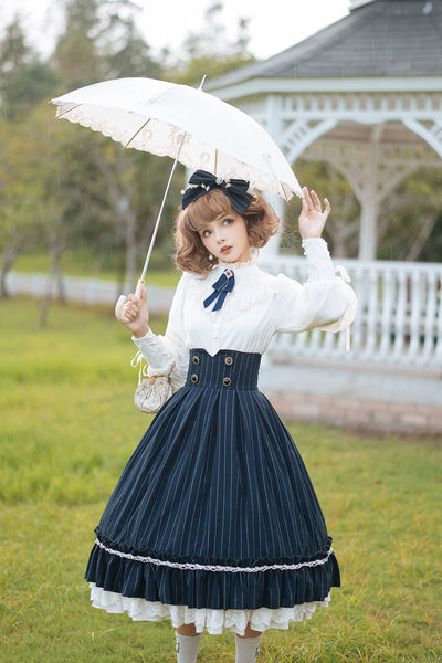 Miss Point~Rose Doll~Elegant Lolita Striped Fishbone Skirt   