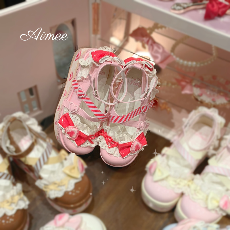 Aimee - Strawberry - Sweet Lolita High Platform Shoes Kawaii Lolita Shoes