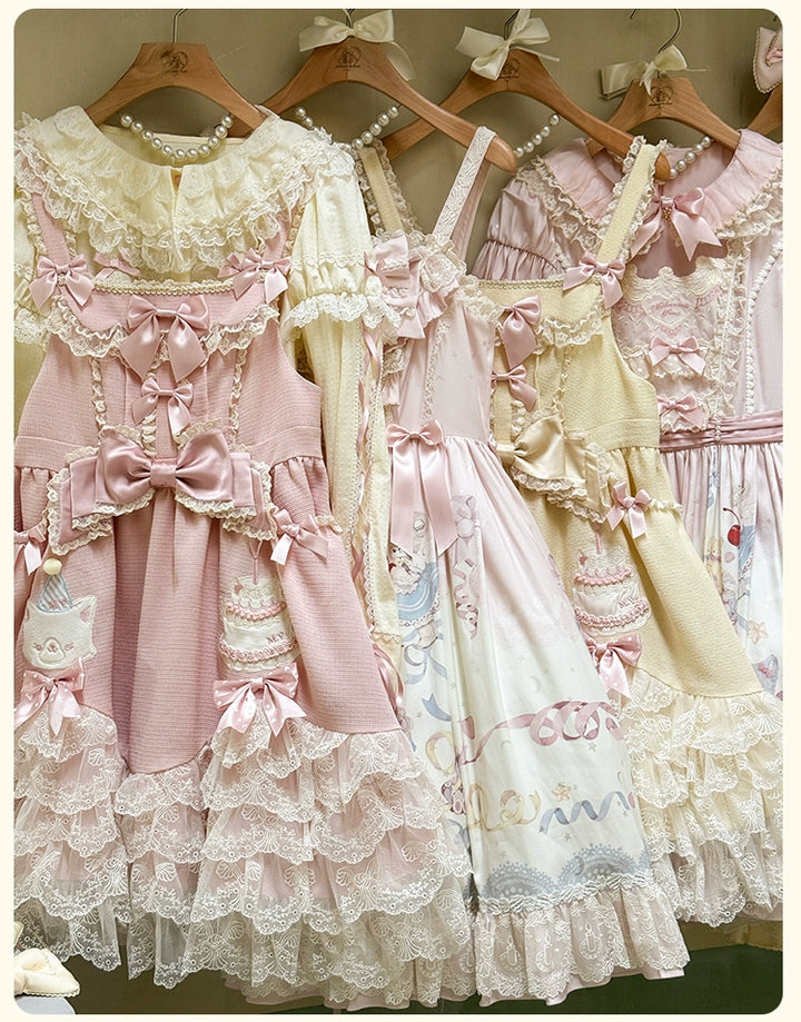 Mademoiselle Pearl~Wedding Cake~Sweet Lolita Dress Suit Printed JSK